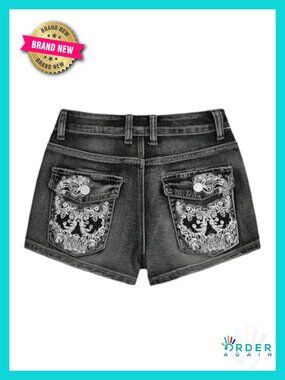Y2k Denim Shorts Low Waist Mini Jean Shorts Grunge Punk Summer Casual
